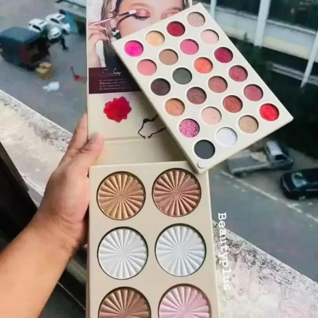 Professional All-in-One High Coverage Makeup Kit – Eyeshadow, Blush, Face Powder & Highlighter Palette (Multicolor)