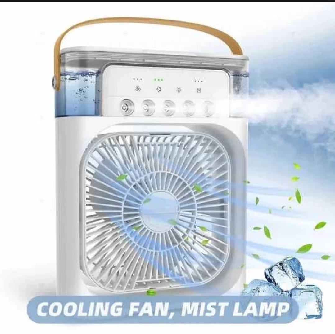Portable USB Mini Air Cooler Fan – 3-Speed Personal Air Conditioner with Mist Humidifier & LED Light