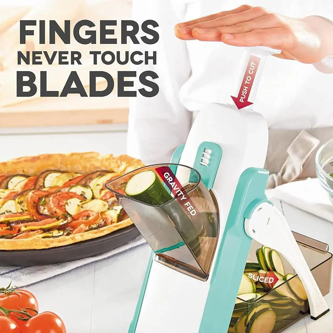 Multifunction Vegetable & Fruit Slicer – Manual Mandoline Cutter with Storage Container