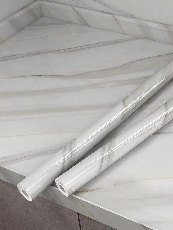 Self-Adhesive Marble Wallpaper Roll – Waterproof Kitchen Countertop & Cabinet Covering Sheet