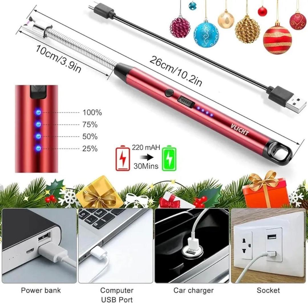 Rechargeable Flameless Plasma Arc Lighter – Windproof USB Electric Candle & Gas Stove Lighter with Flexible Neck