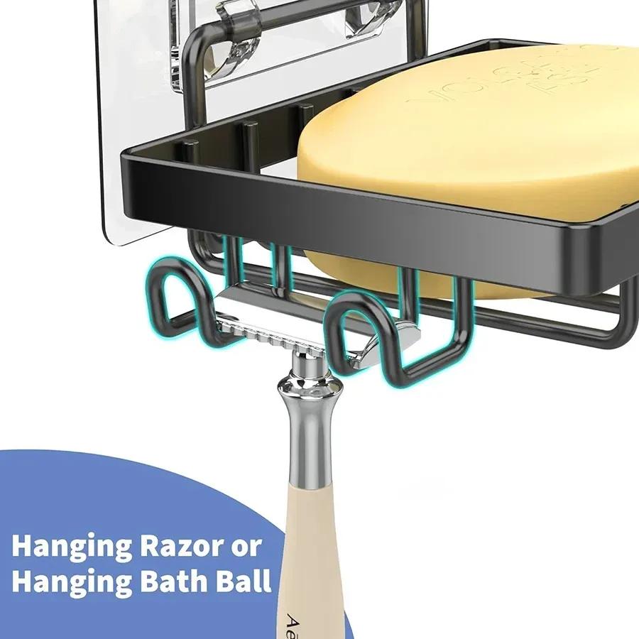 Black Iron Soap Organizer with Suction Cup | Rustproof Bathroom Soap Holder