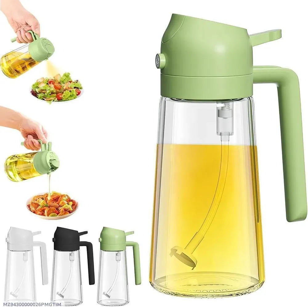 2-in-1 Glass Oil Sprayer & Dispenser Bottle – Leakproof Kitchen Oil Spray Bottle for Cooking, BBQ, Salad & Air Fryer
