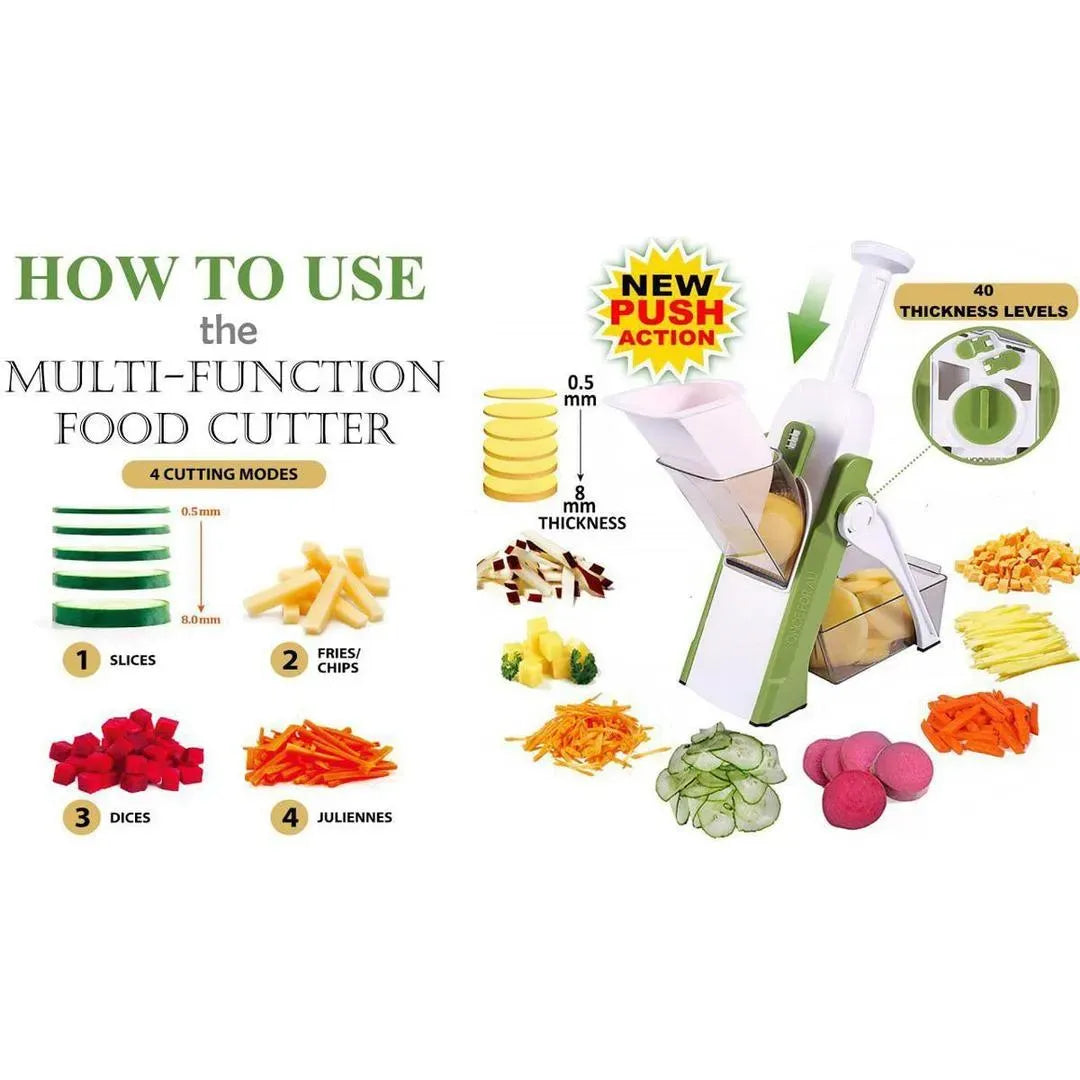 Multifunction Vegetable & Fruit Slicer – Manual Mandoline Cutter with Storage Container