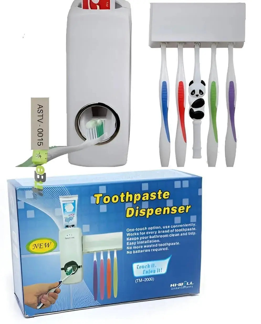 Wall Mounted Automatic Toothpaste Dispenser with 5-Slot Toothbrush Holder | No-Touch Bathroom Organizer