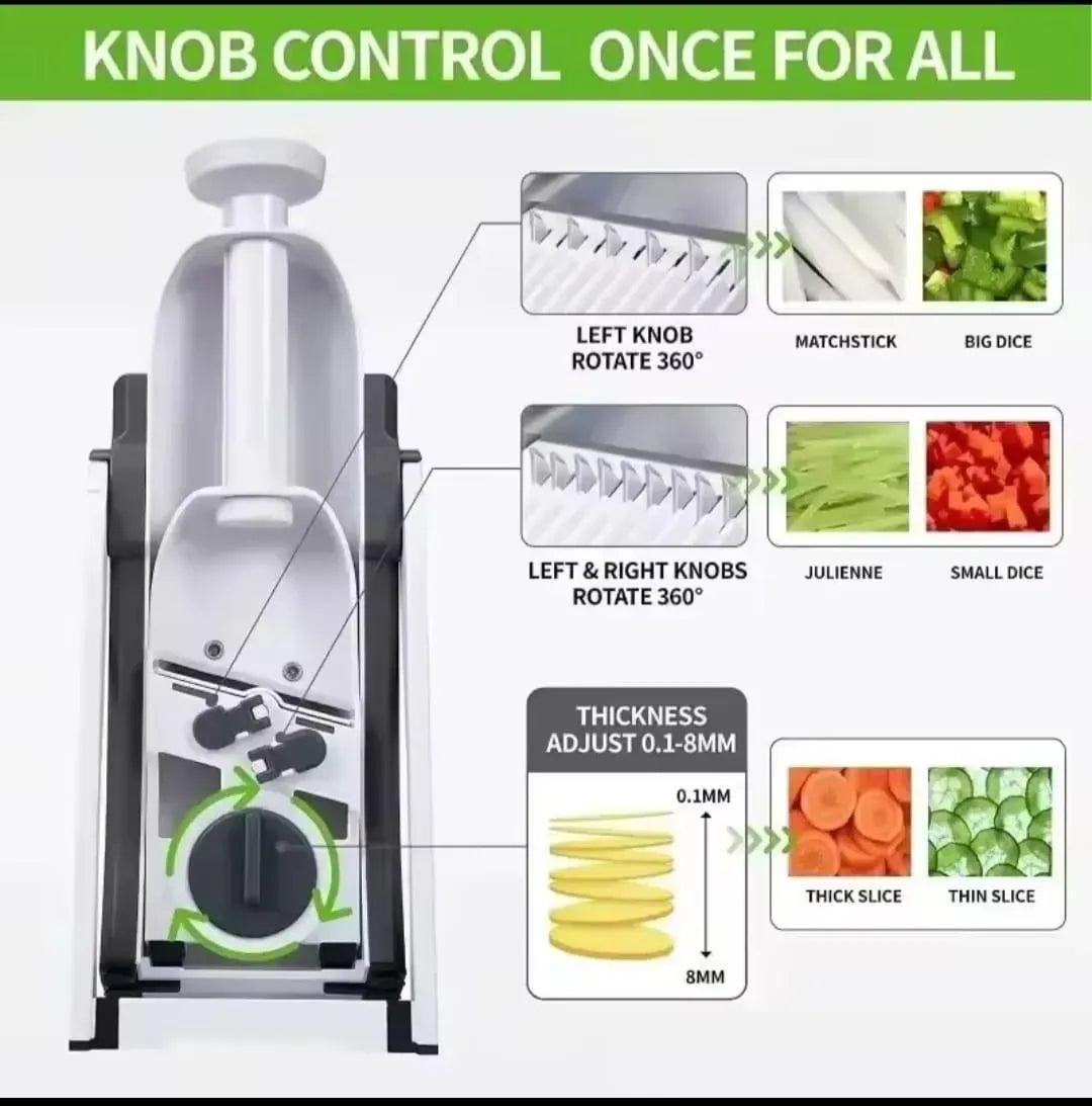 Multifunction Vegetable & Fruit Slicer – Manual Mandoline Cutter with Storage Container