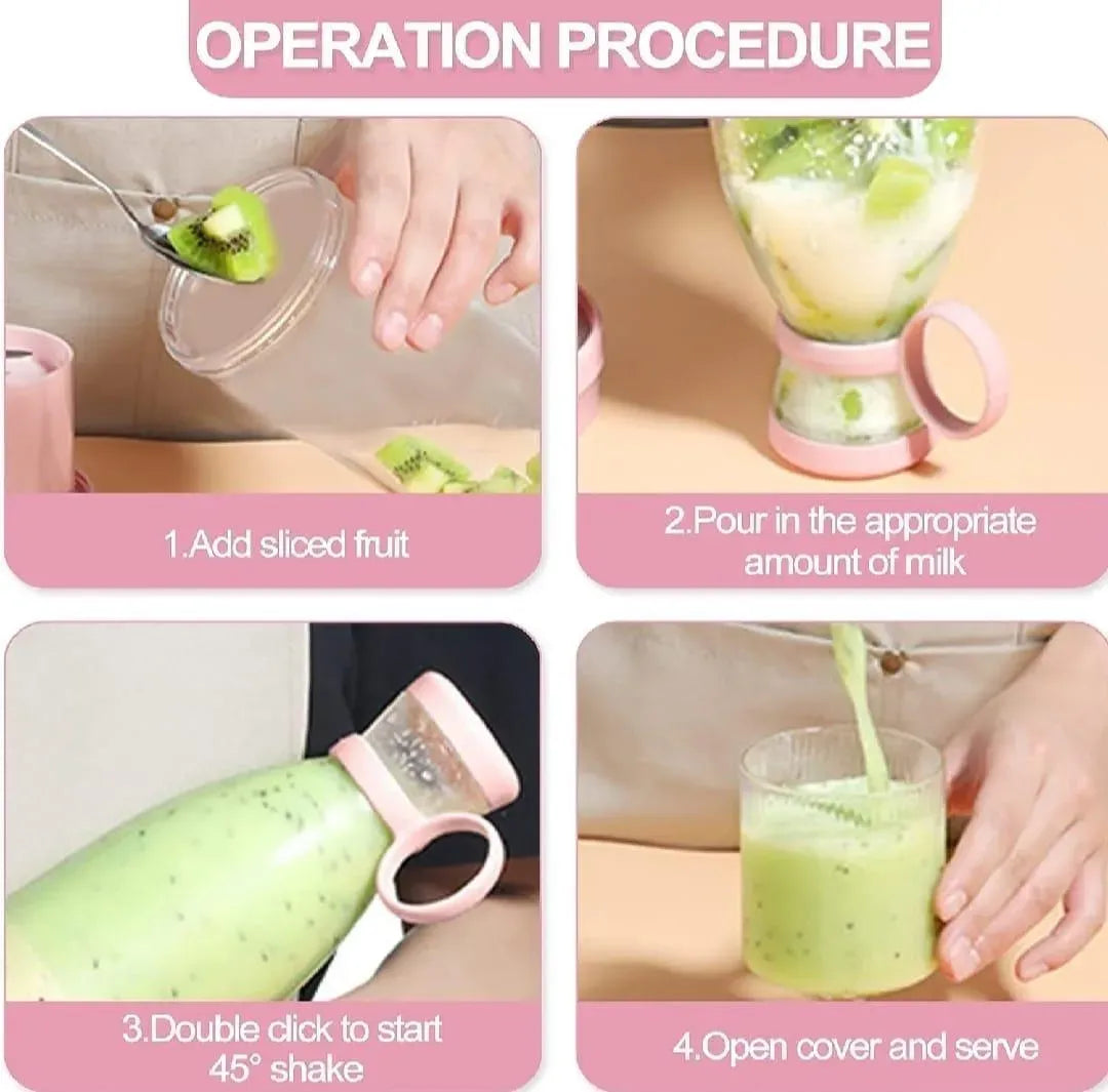 Portable Fresh Juice Blender – USB Rechargeable Mini Smoothie & Juice Maker Bottle