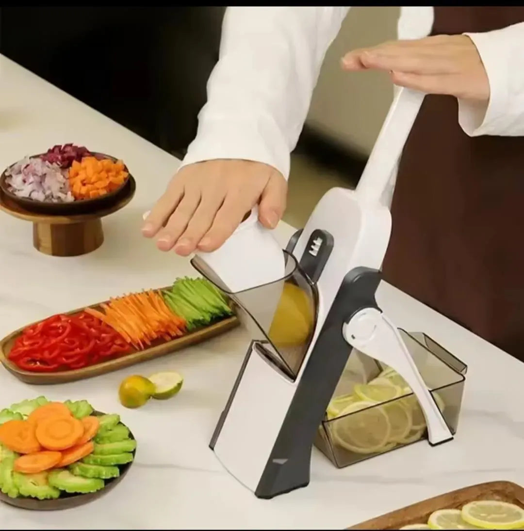 Multifunction Vegetable & Fruit Slicer – Manual Mandoline Cutter with Storage Container