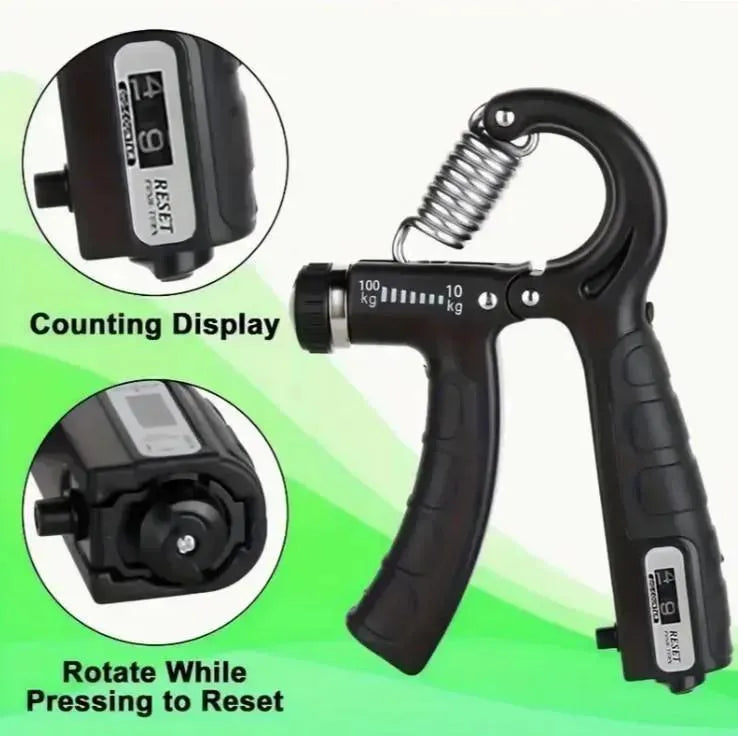Adjustable Hand Grip Strengthener with Digital Counter – Forearm & Finger Exercise Trainer (10–100kg Resistance)