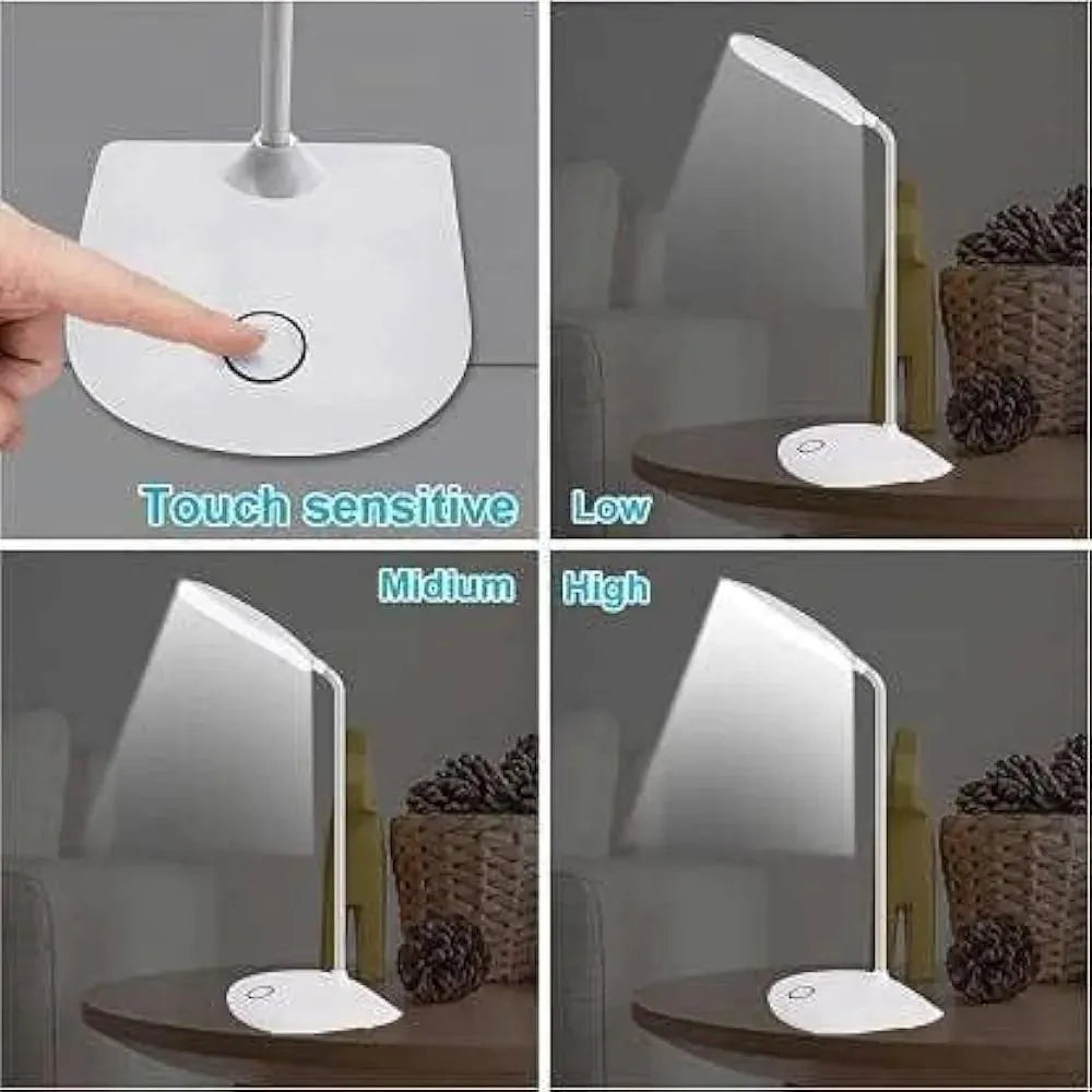 Rechargeable Touch Control LED Desk Lamp – 3 Brightness Levels, Adjustable Reading & Study Table Light
