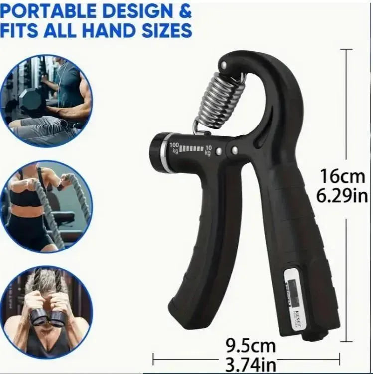 Adjustable Hand Grip Strengthener with Digital Counter – Forearm & Finger Exercise Trainer (10–100kg Resistance)