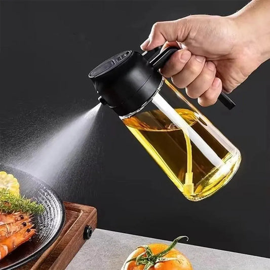 2-in-1 Glass Oil Sprayer & Dispenser Bottle – Leakproof Kitchen Oil Spray Bottle for Cooking, BBQ, Salad & Air Fryer