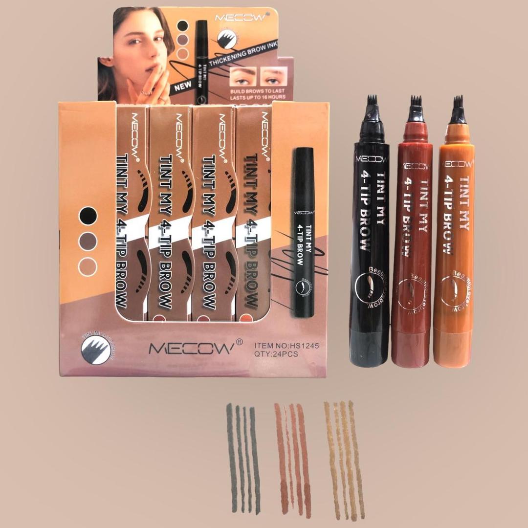 4-Tip Microblading Eyebrow Pen – Waterproof Long Lasting Brow Tint Pencil | Natural Hair Stroke Eyebrow Marker
