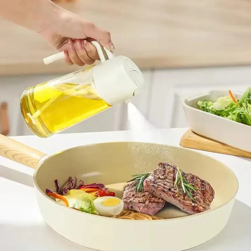 2-in-1 Glass Oil Sprayer & Dispenser Bottle – Leakproof Kitchen Oil Spray Bottle for Cooking, BBQ, Salad & Air Fryer