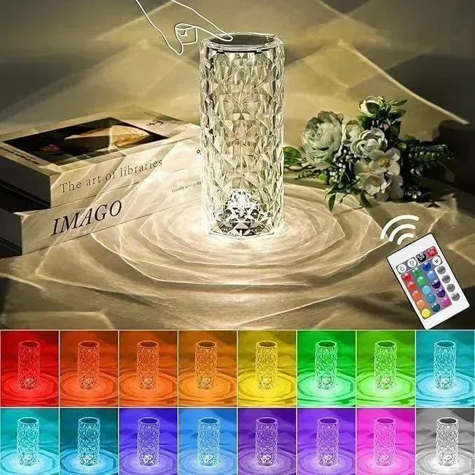 Modern Crystal LED Table Lamp – USB Rechargeable Diamond Touch Night Light for Bedroom & Home Décor