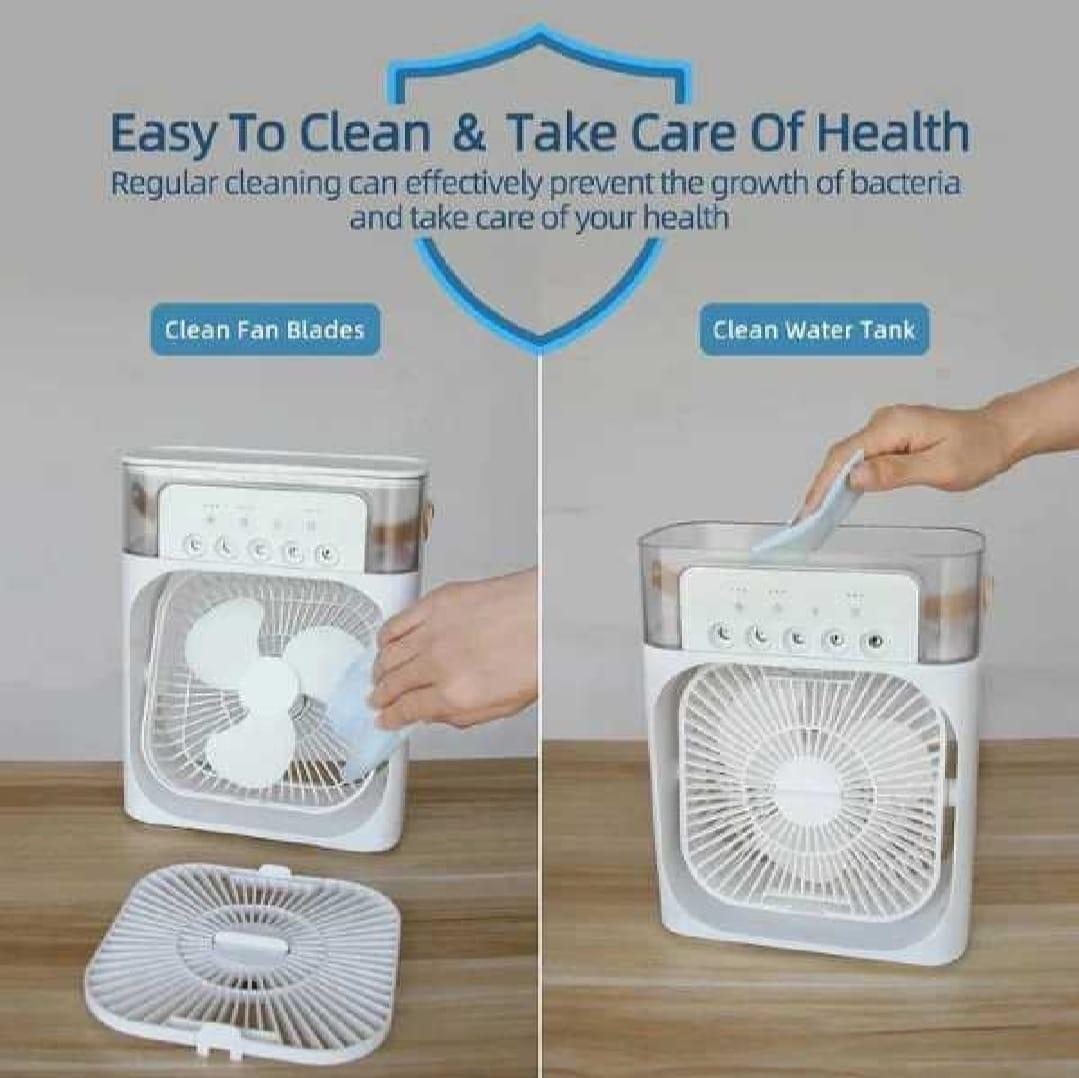 Portable USB Mini Air Cooler Fan – 3-Speed Personal Air Conditioner with Mist Humidifier & LED Light