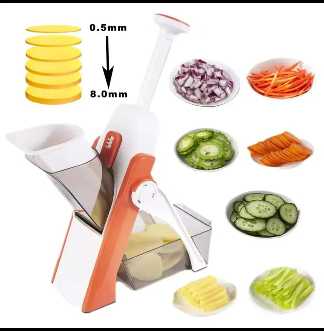 Multifunction Vegetable & Fruit Slicer – Manual Mandoline Cutter with Storage Container
