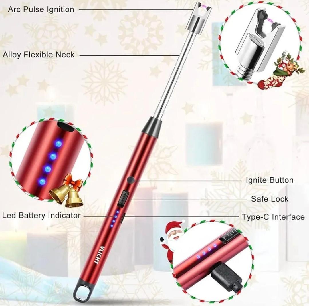 Rechargeable Flameless Plasma Arc Lighter – Windproof USB Electric Candle & Gas Stove Lighter with Flexible Neck