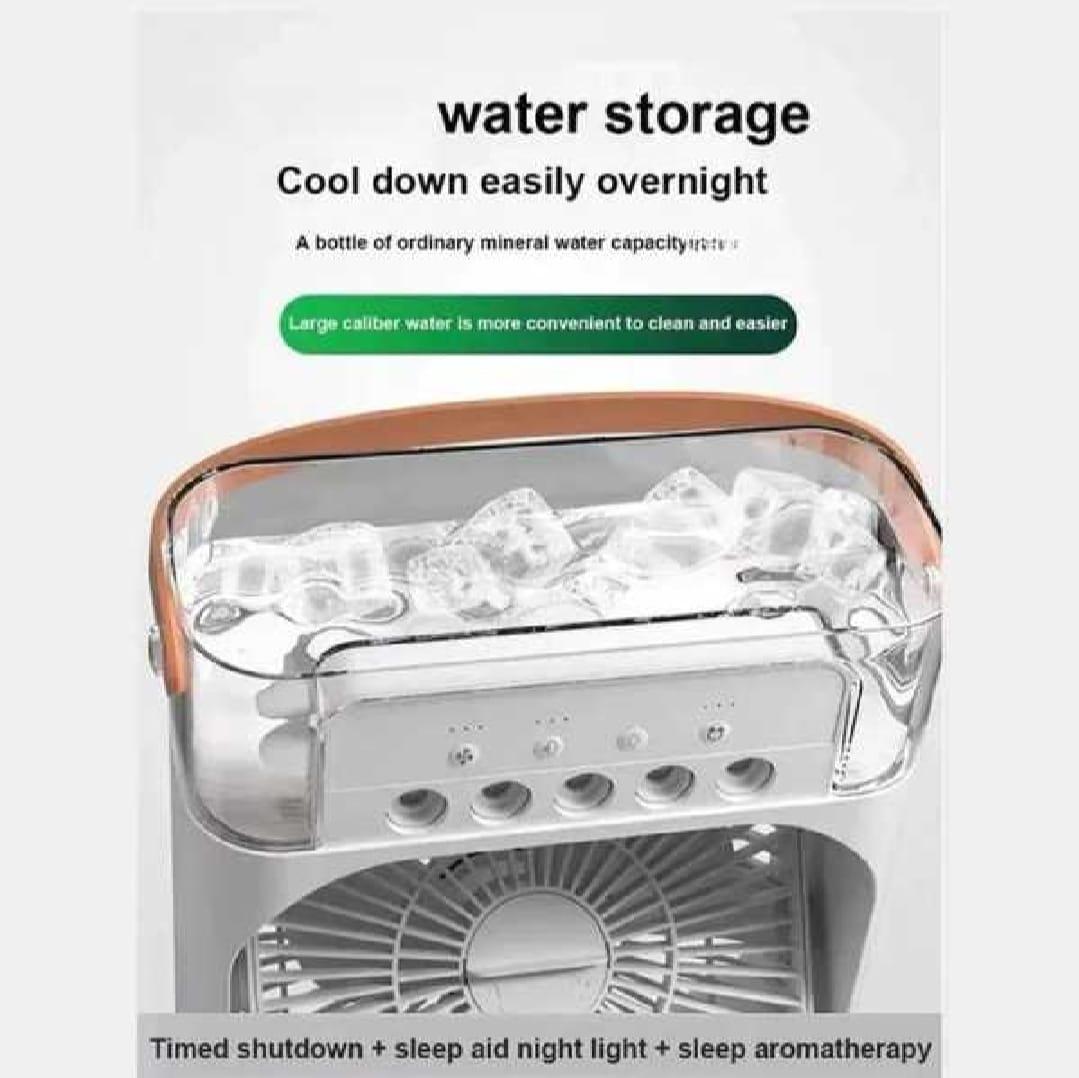 Portable USB Mini Air Cooler Fan – 3-Speed Personal Air Conditioner with Mist Humidifier & LED Light
