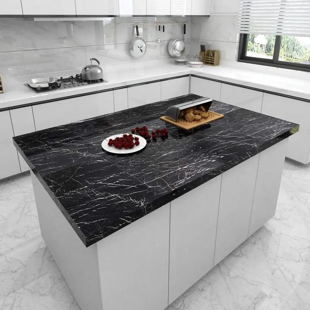 Self-Adhesive Marble Wallpaper Roll – Waterproof Kitchen Countertop & Cabinet Covering Sheet
