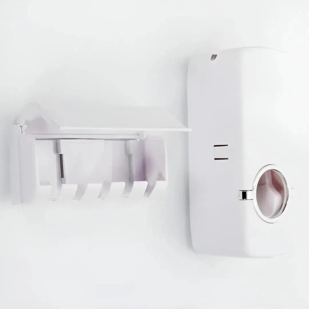 Wall Mounted Automatic Toothpaste Dispenser with 5-Slot Toothbrush Holder | No-Touch Bathroom Organizer
