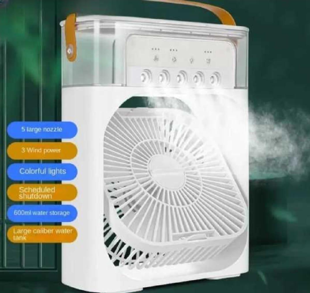 Portable USB Mini Air Cooler Fan – 3-Speed Personal Air Conditioner with Mist Humidifier & LED Light