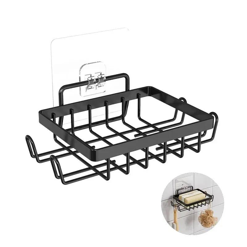 Black Iron Soap Organizer with Suction Cup | Rustproof Bathroom Soap Holder